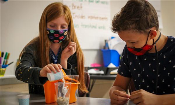 Students make a fossil in a cup